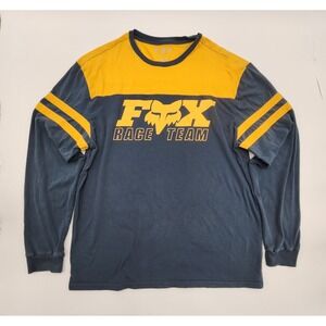 MENS FOX AIRLINE RACING LONG SLEEVE SHIRT NAVY/ YELLOW MENS L